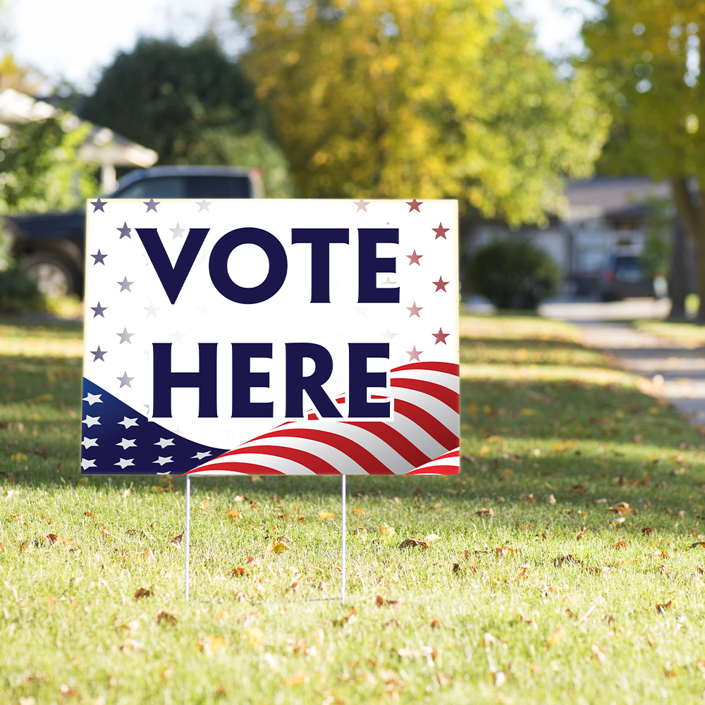 Vote Here Yard Sign | Free Shipping | Vispronet